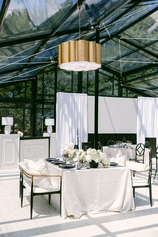 Glass tent wedding reception